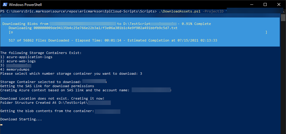 Running Assets script without known Container name